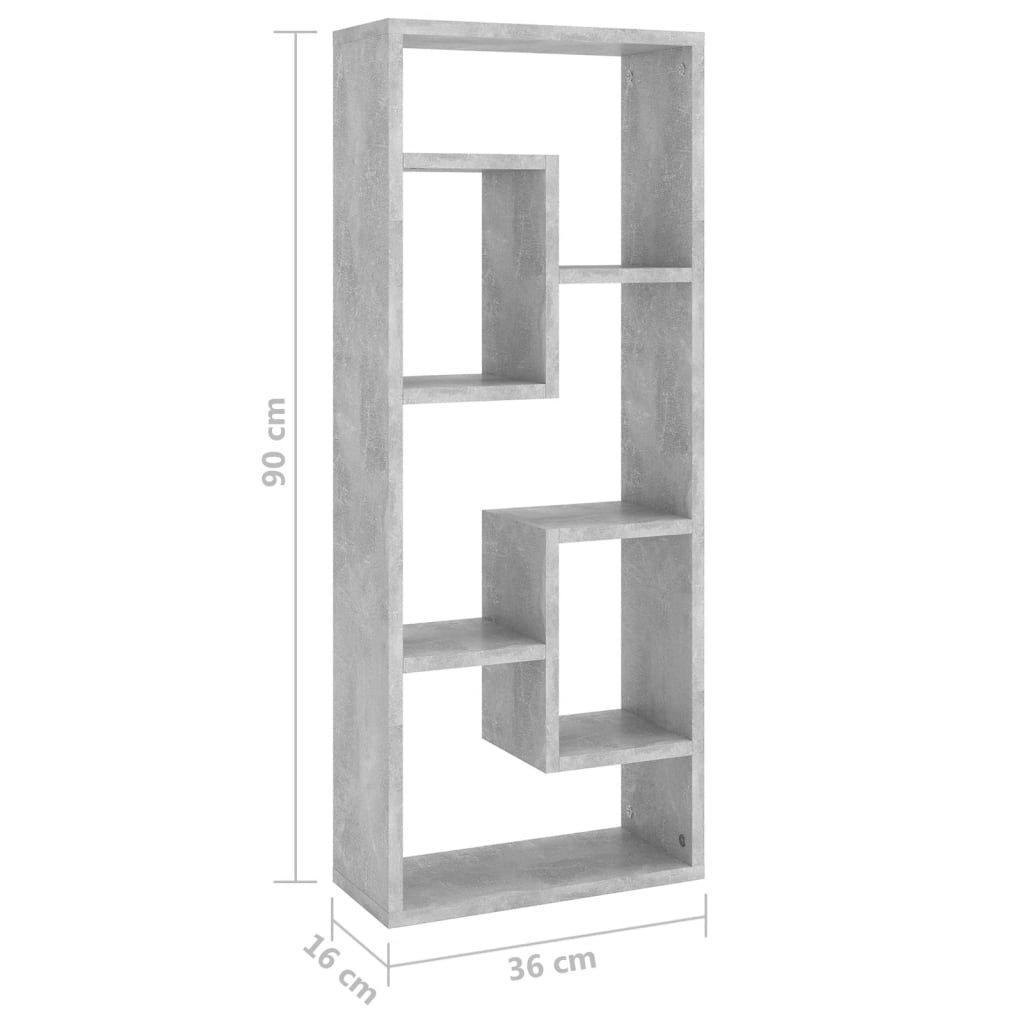 vidaXL Wall Shelf Concrete Grey 36x16x90 cm Engineered Wood