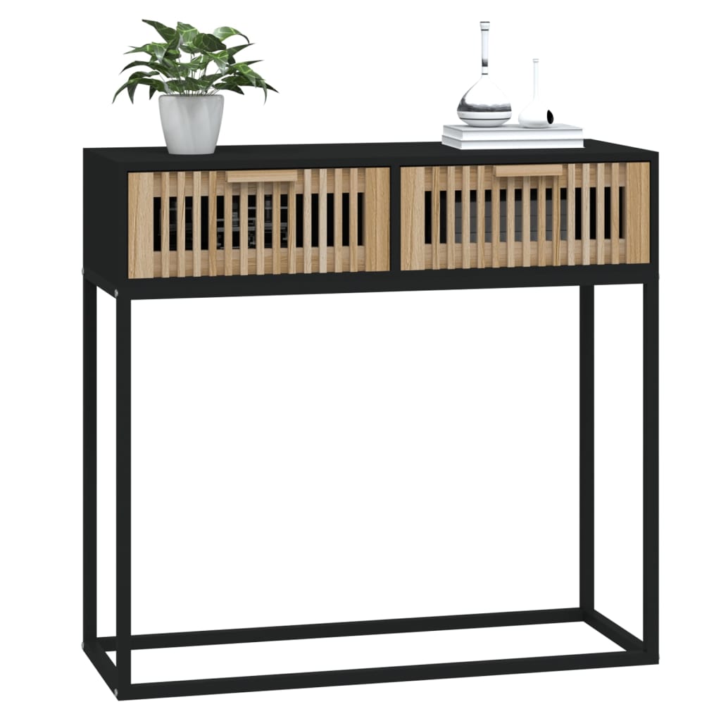 vidaXL Console Table Black 80x30x75 cm Engineered Wood and Iron