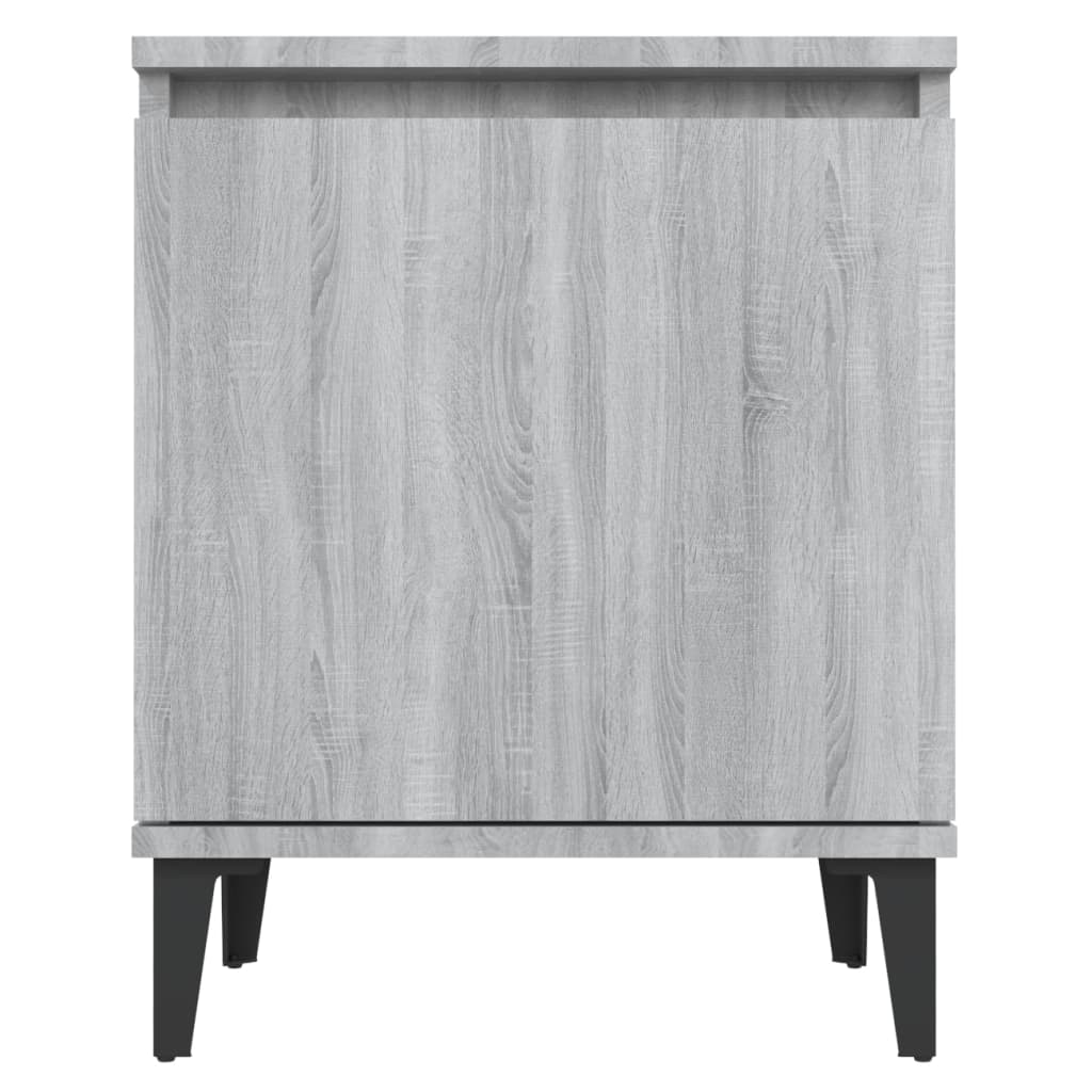 vidaXL Bed Cabinets with Metal Legs Grey Sonoma 40x30x50 cm