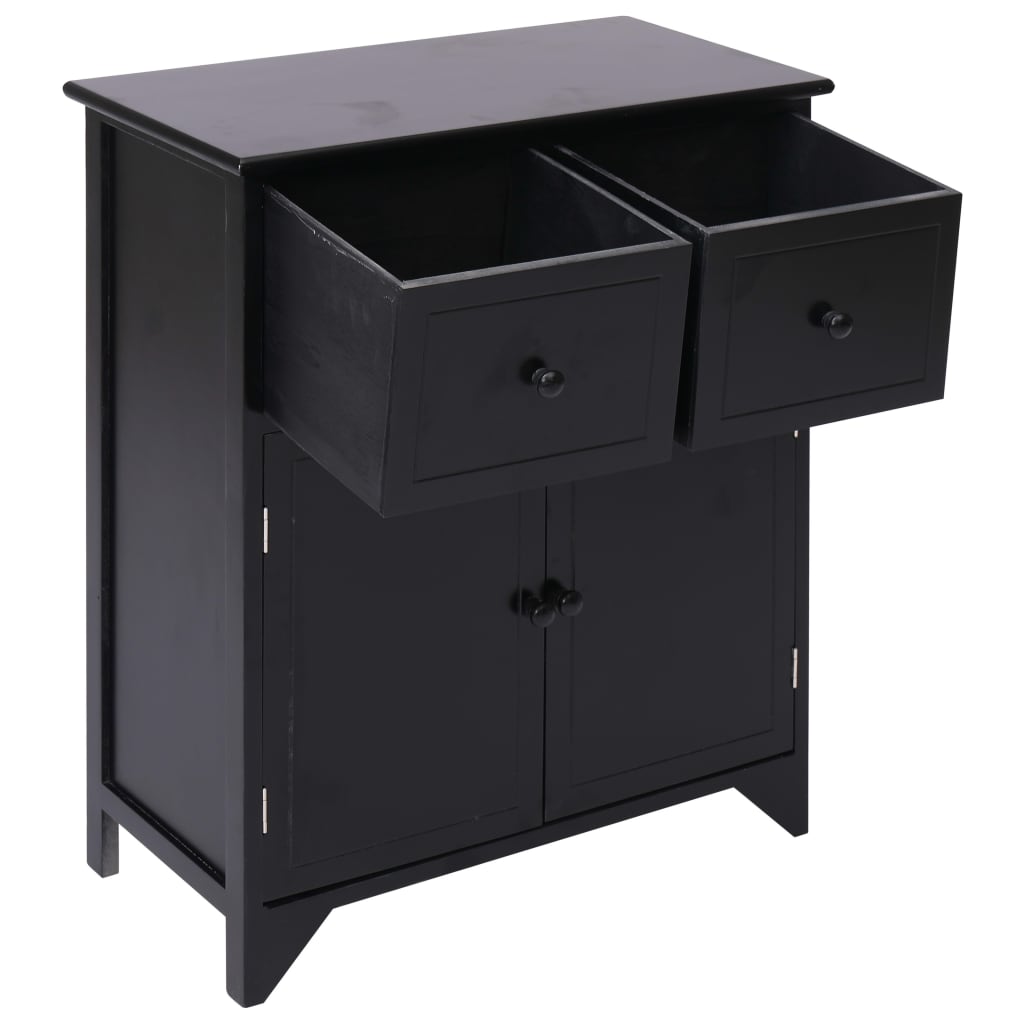 vidaXL Side Cabinet Black 60x30x75 cm Paulownia Wood