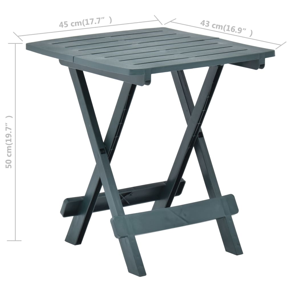 vidaXL Folding Garden Table Green 45x43x50 cm Plastic