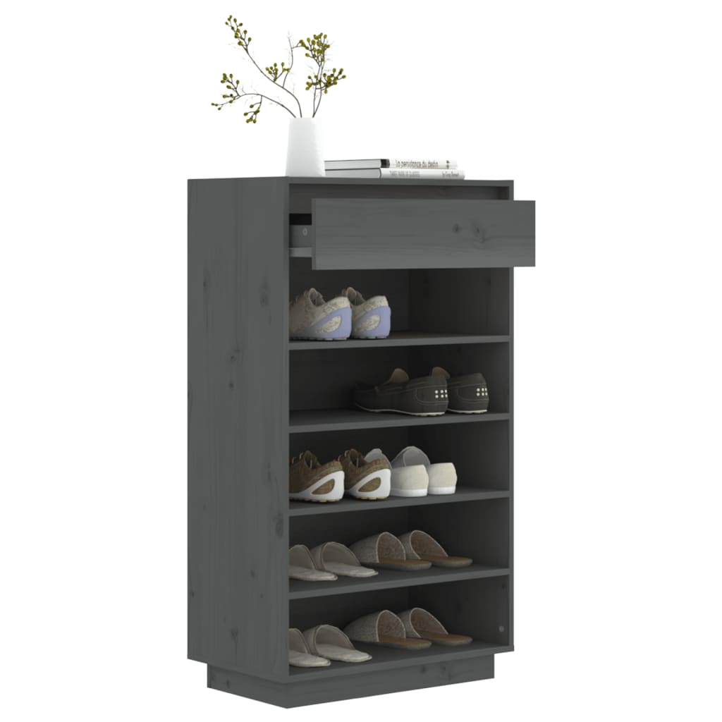 vidaXL Shoe Cabinet Grey 60x34x105 cm Solid Wood Pine