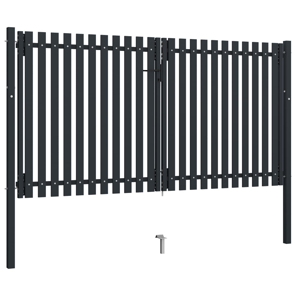 vidaXL Double Door Fence Gate Steel 306x220 cm Anthracite