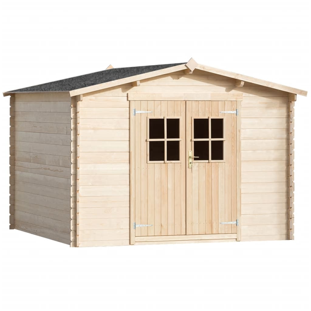 vidaXL 28 mm Garden House Shed/Log Timber Cabin 3x3 m Wood