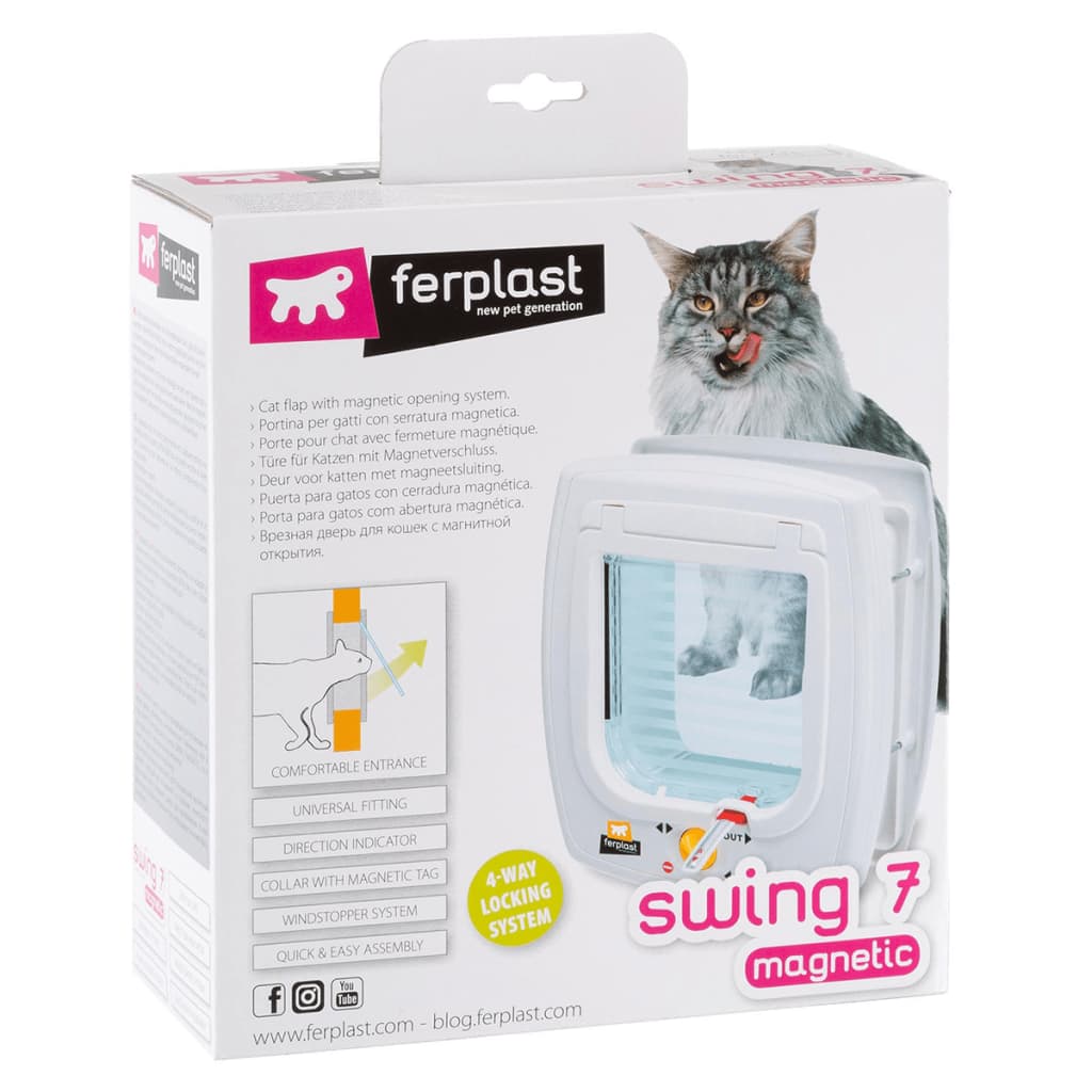 Ferplast 4-Way Magnetic Cat Flap Swing 7 SET White 72104011
