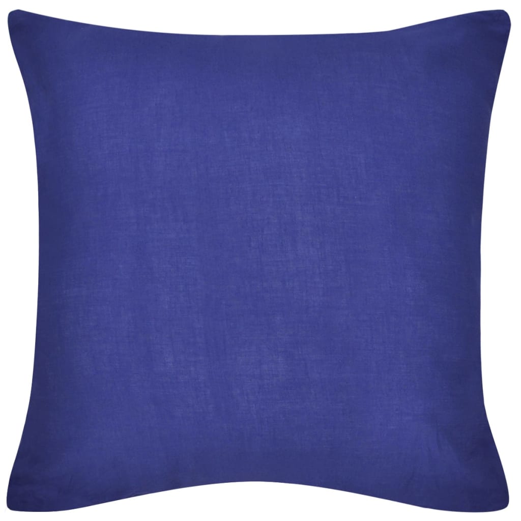 4 Blue Cushion Covers Cotton 50 x 50 cm