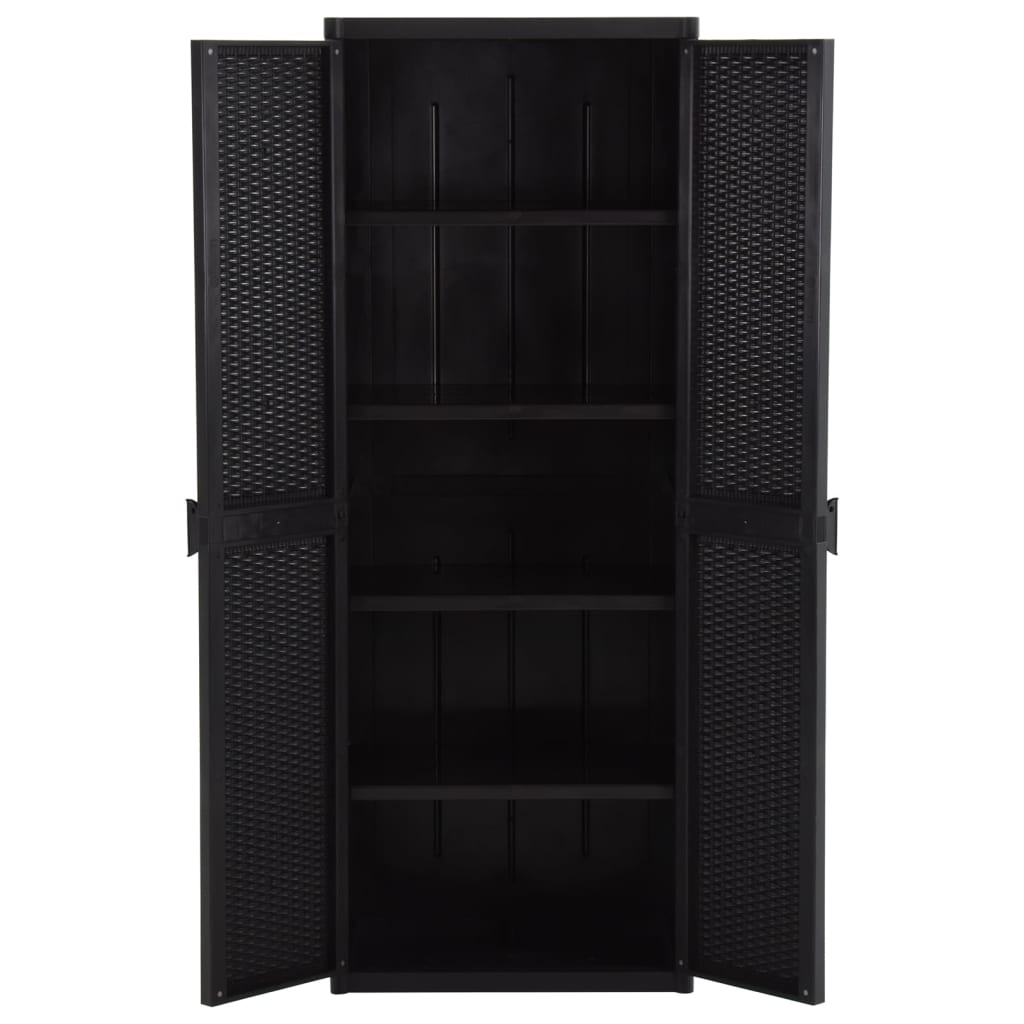 vidaXL Garden Storage Cabinet Black 65x45x172 cm PP Rattan