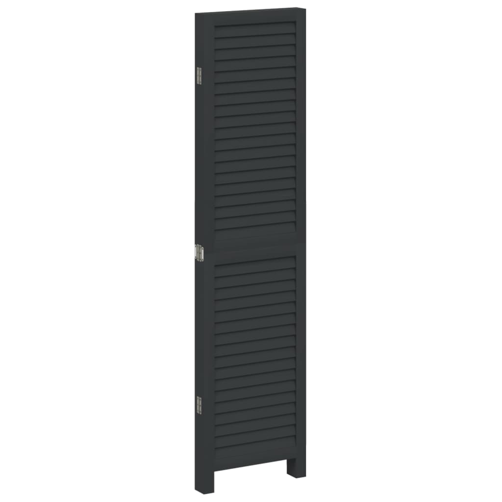 vidaXL Room Divider 4 Panels Black Solid Wood Paulownia