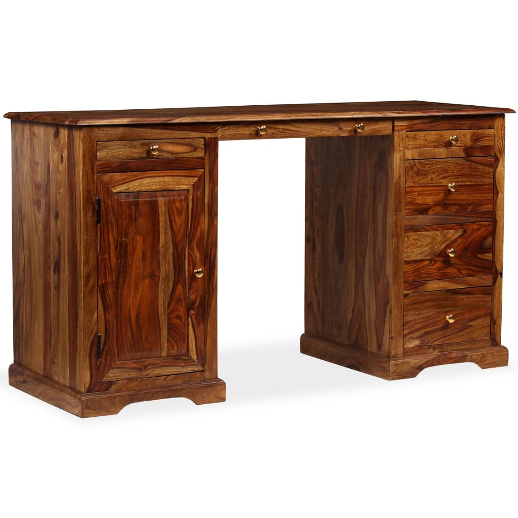 vidaXL Pedestal Writing Desk Solid Sheesham Wood 140x50x76 cm