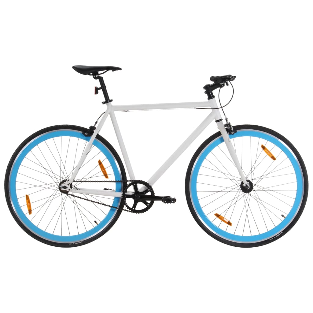 vidaXL Fixed Gear Bike White and Blue 700c 59 cm vidaXL