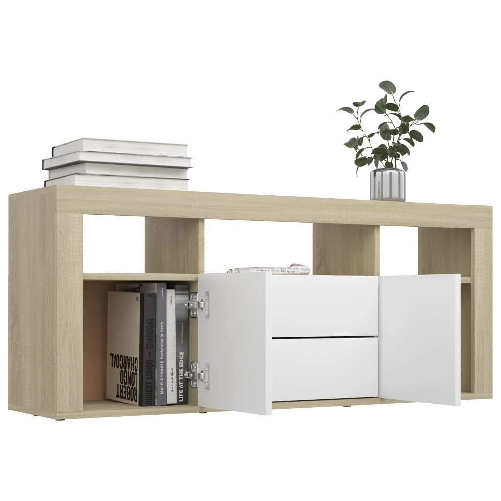 vidaXL TV Cabinet White and Sonoma Oak 120x30x50 cm Engineered Wood