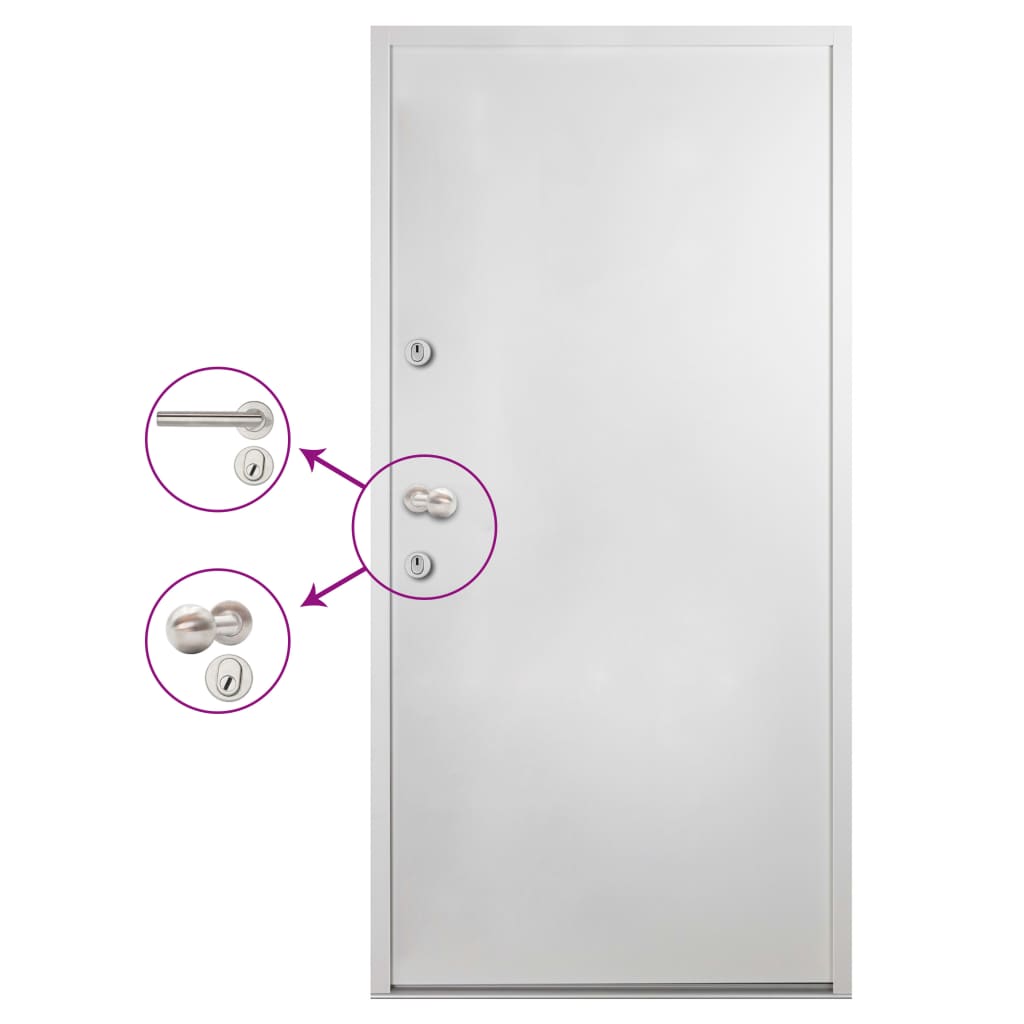 vidaXL Aluminium Front Door White 90x200 cm