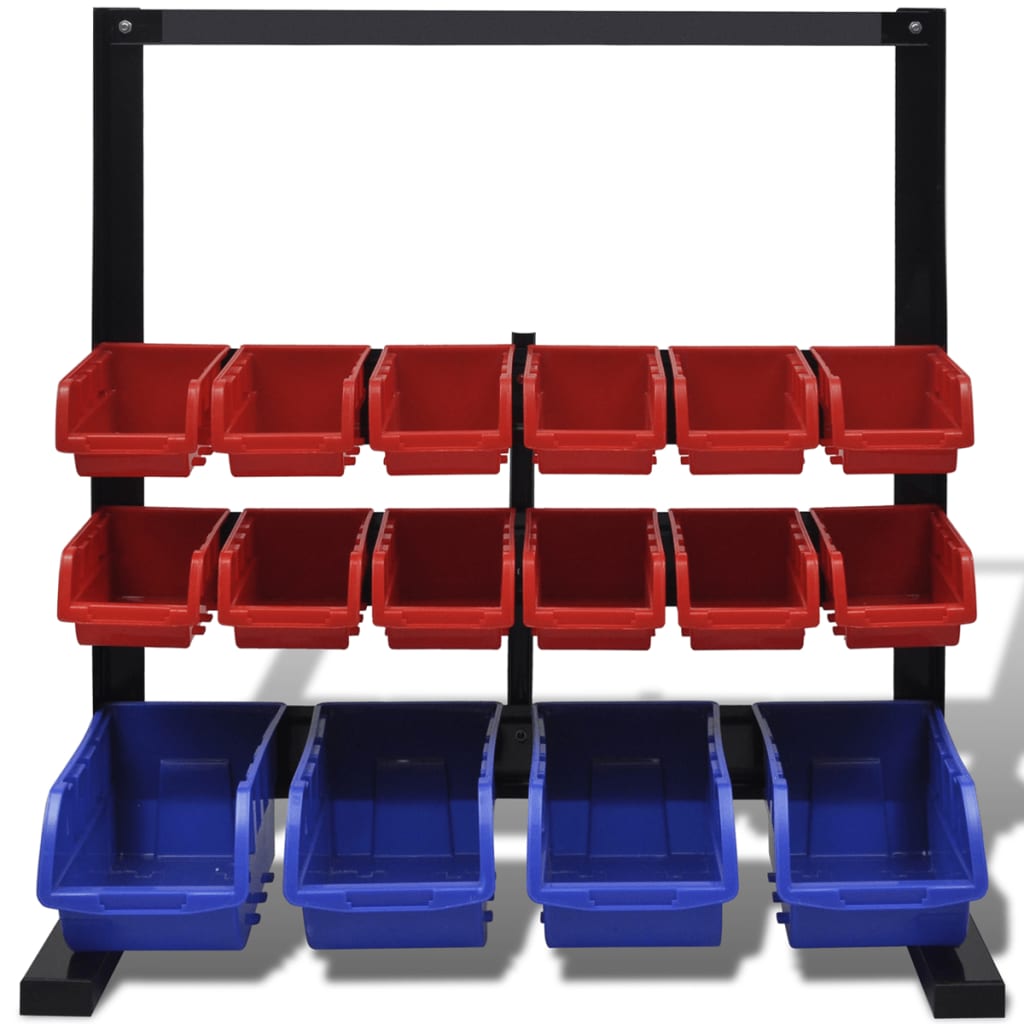 Blue & Red Garage Tool Organiser with Magnet Strip