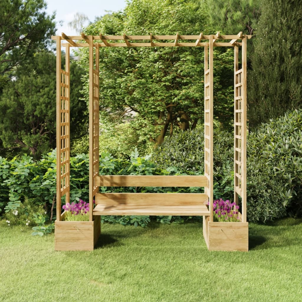 vidaXL Garden Pergola with Bench&Planters Impregnated Solid Wood Pine