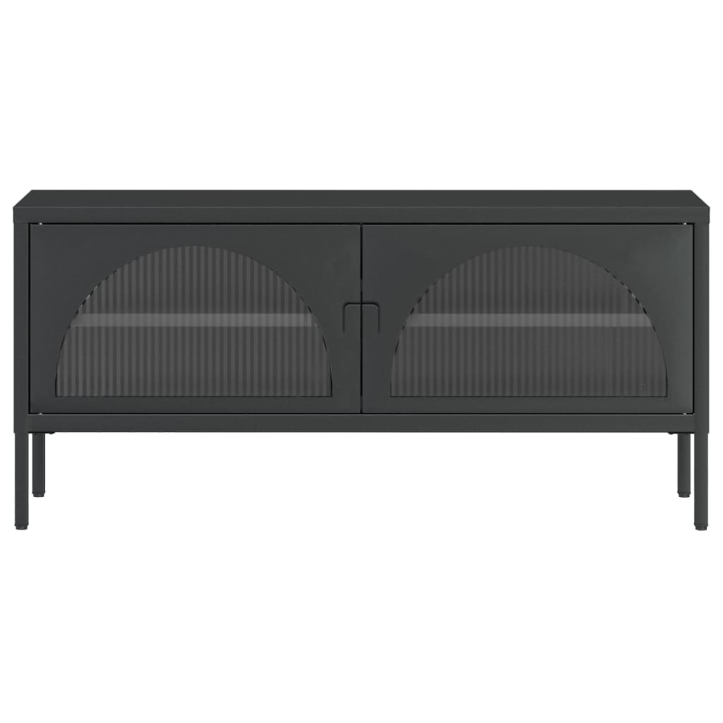 vidaXL TV Cabinet Black 105x35x50 cm Glass and Steel