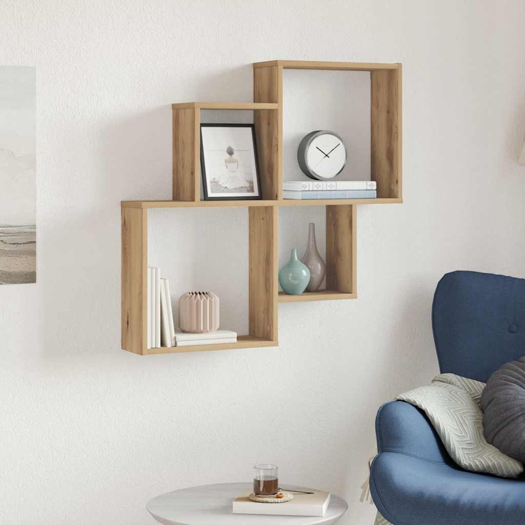 Mensola A Cubo VidaXL 80x15x78,5 Cm – In Multistrato Bianco – Per Libri E Oggetti Da Collezione, Montaggio A Parete