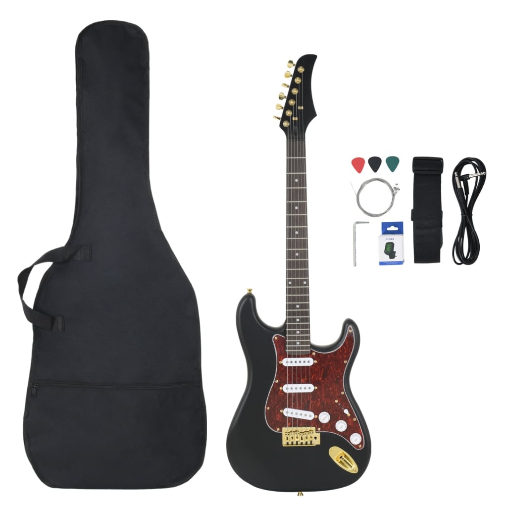 vidaXL Electric Guitar for Beginner with Bag Black and Gold 4/4 39"
