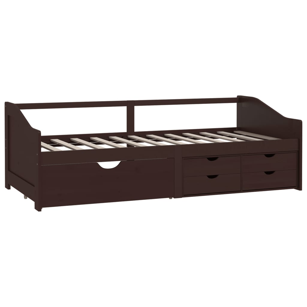 vidaXL 3-Seater Day Bed with Drawers Dark Brown Solid Pinewood 90x200 cm