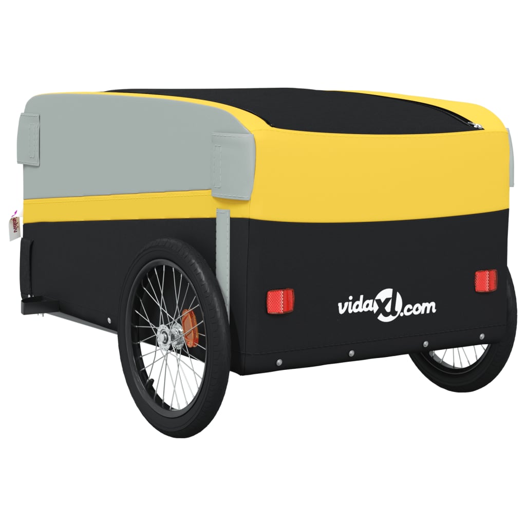 vidaXL Bike Trailer Black and Yellow 45 kg Iron