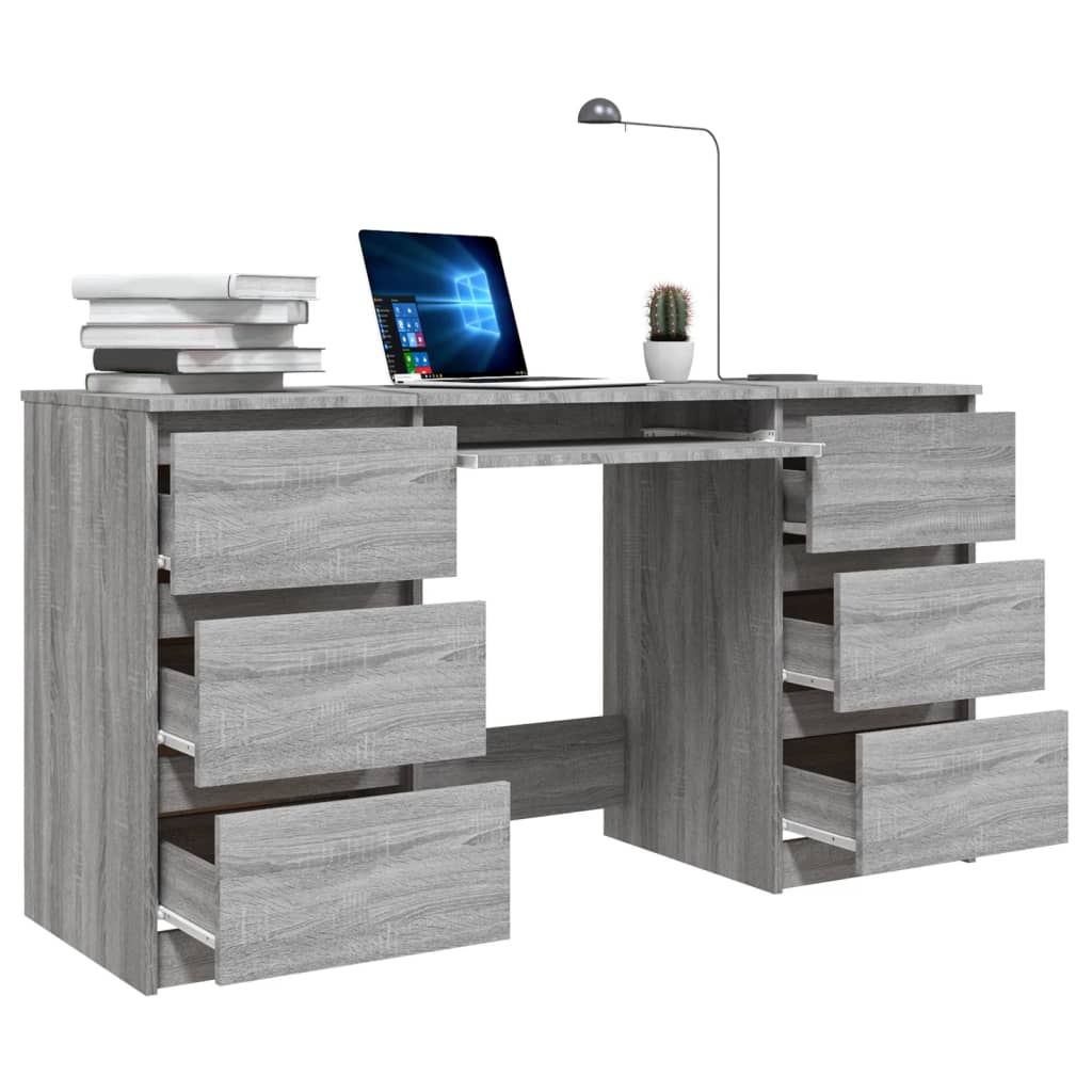 vidaXL Writing Desk Grey Sonoma 140x50x77 cm Engineered Wood