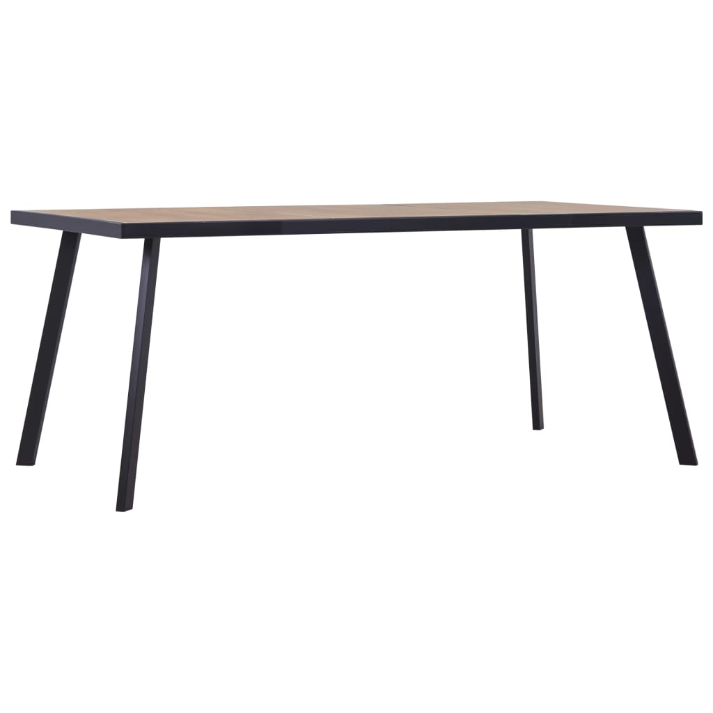 vidaXL Dining Table Light Wood and Black 200x100x75 cm MDF