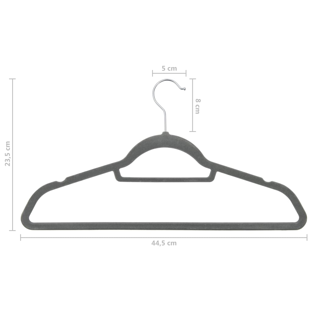 vidaXL 100 pcs Clothes Hanger Set Anti-slip Grey Velvet
