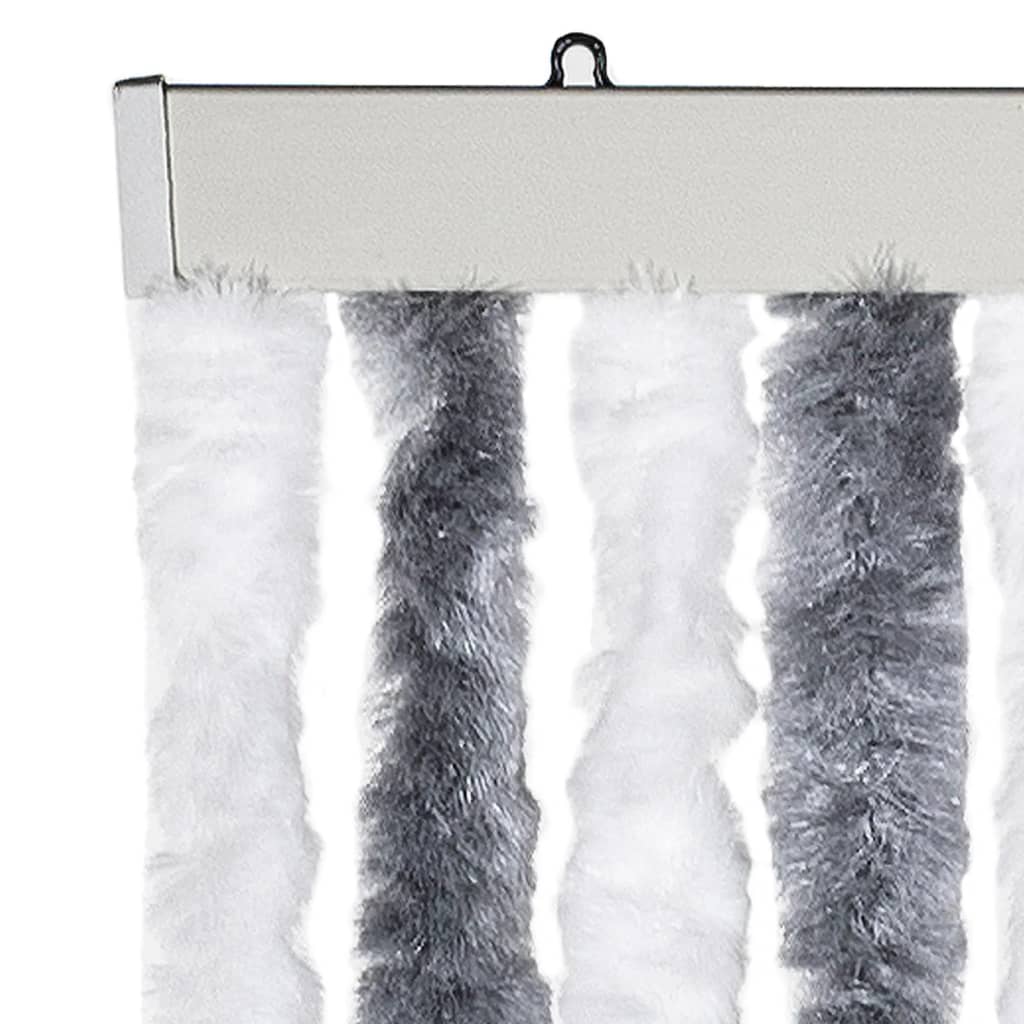 vidaXL Fly Curtain Grey and White 100x230 cm Chenille