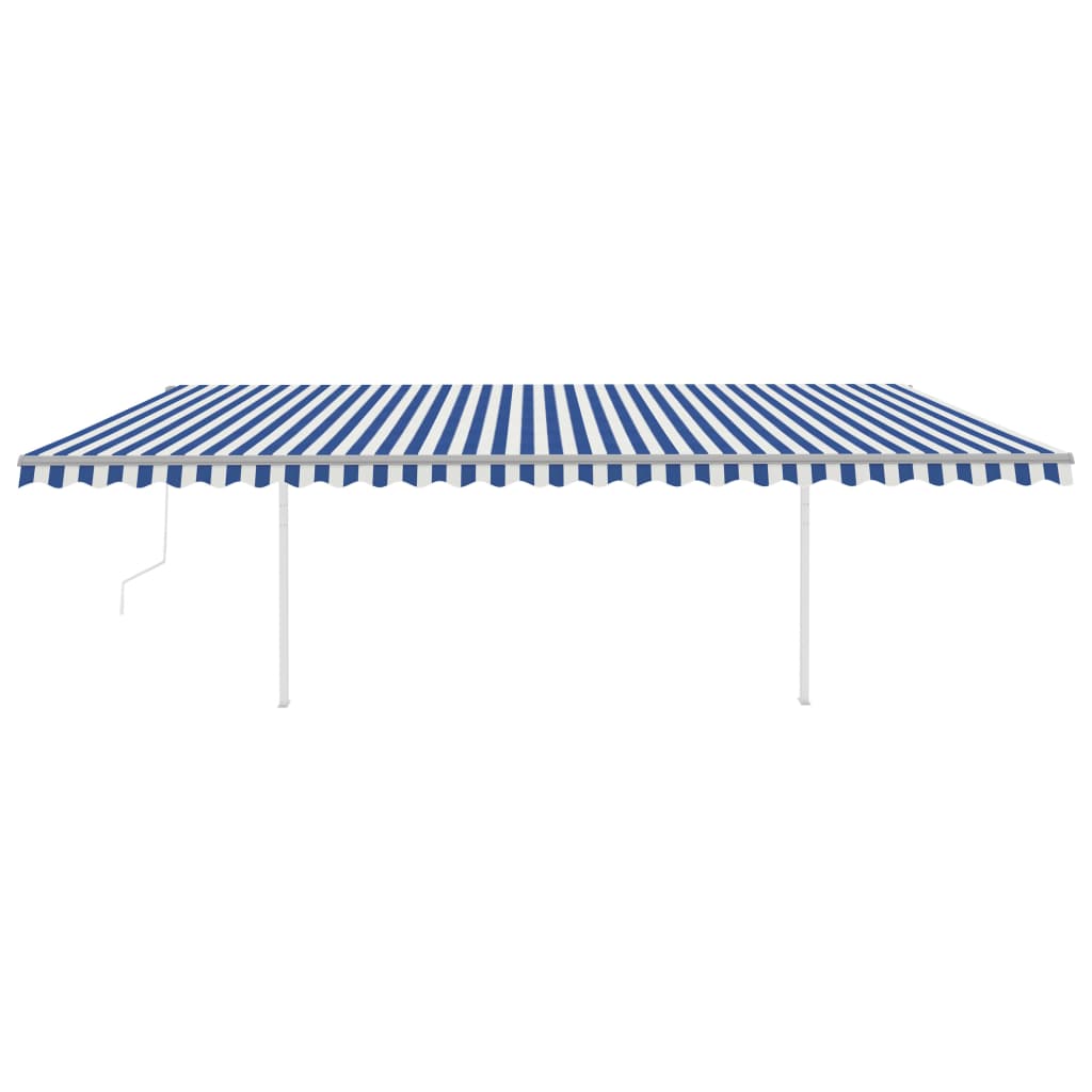 vidaXL Automatic Retractable Awning with Posts 6x3.5 m Blue&White