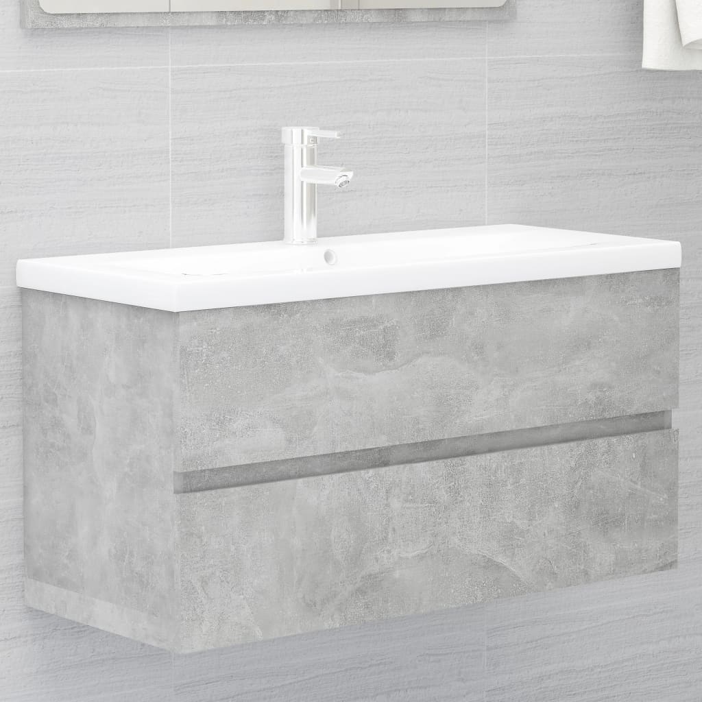 vidaXL Sink Cabinet Concrete Grey 90x38.5x45 cm Engineered Wood