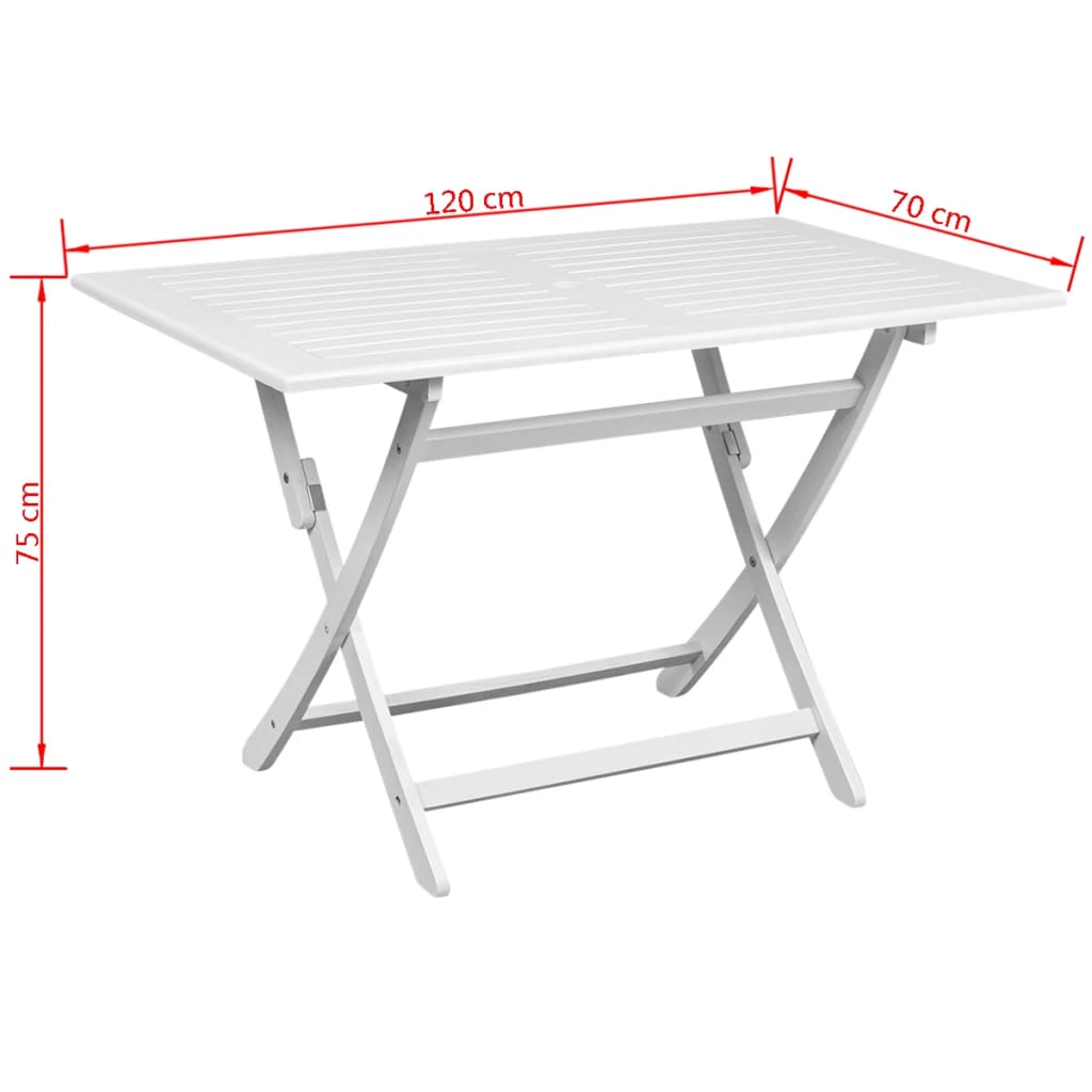 vidaXL Garden Table White 120x70x75 cm Solid Acacia Wood