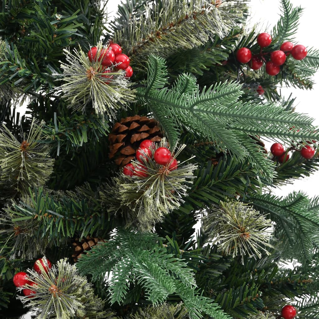 vidaXL Christmas Tree with Pine Cones Green 225 cm PVC&PE