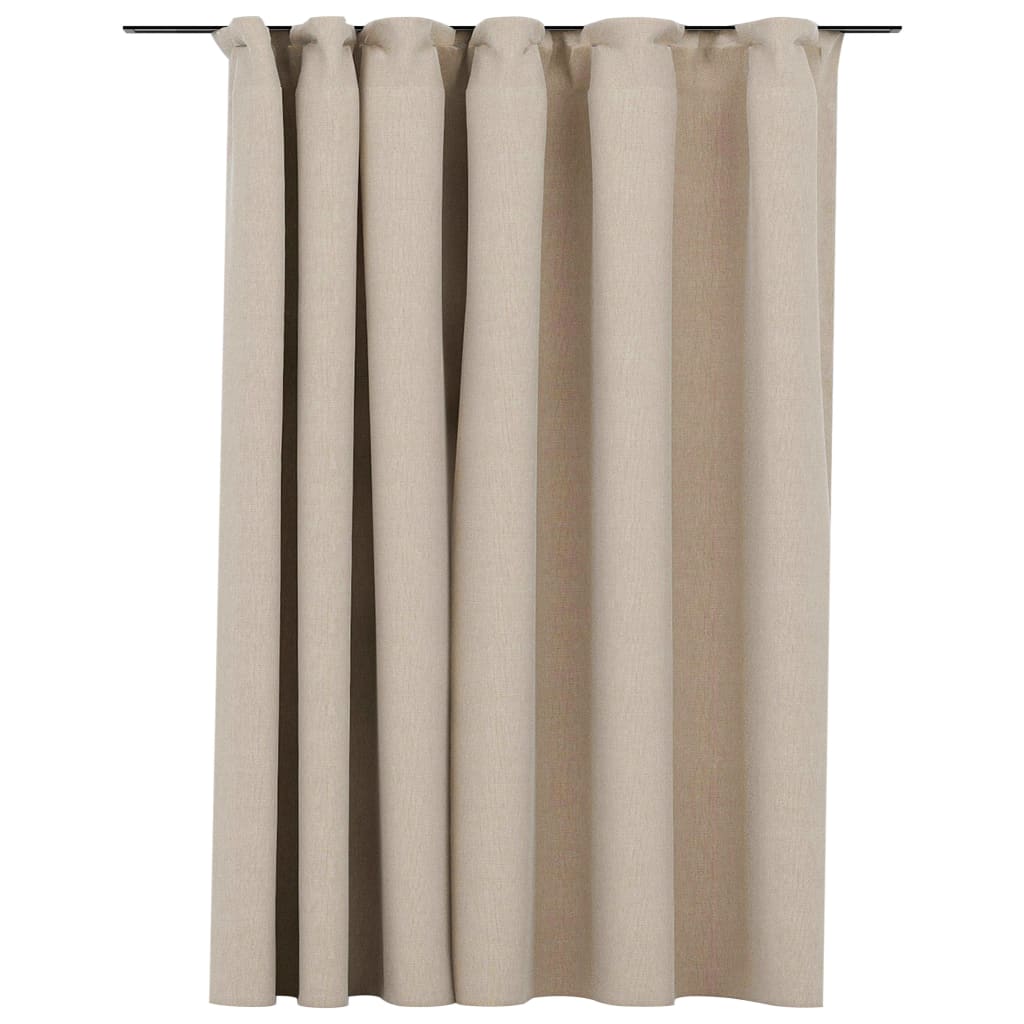 vidaXL Linen-Look Blackout Curtain with Hooks Beige 290x245 cm