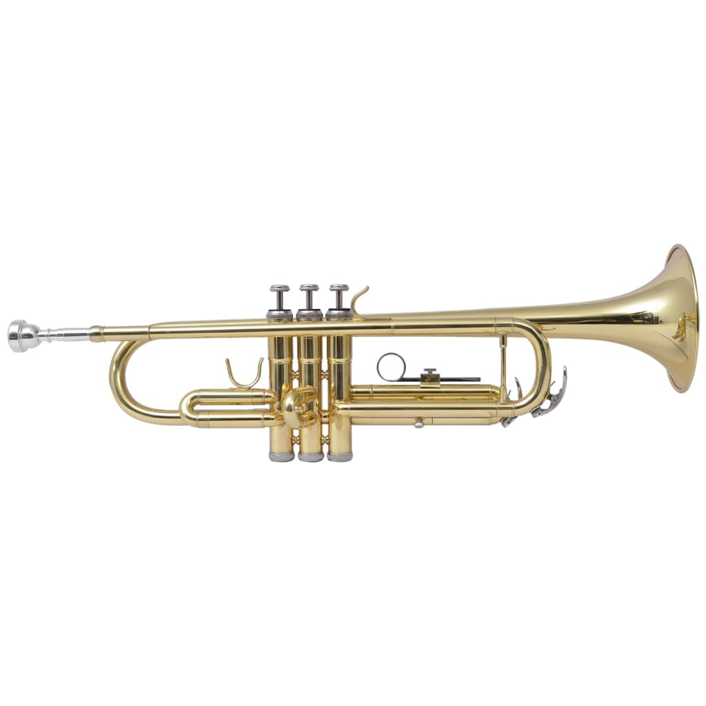 vidaXL Trumpet Yellow Brass with Gold Lacquer Bb