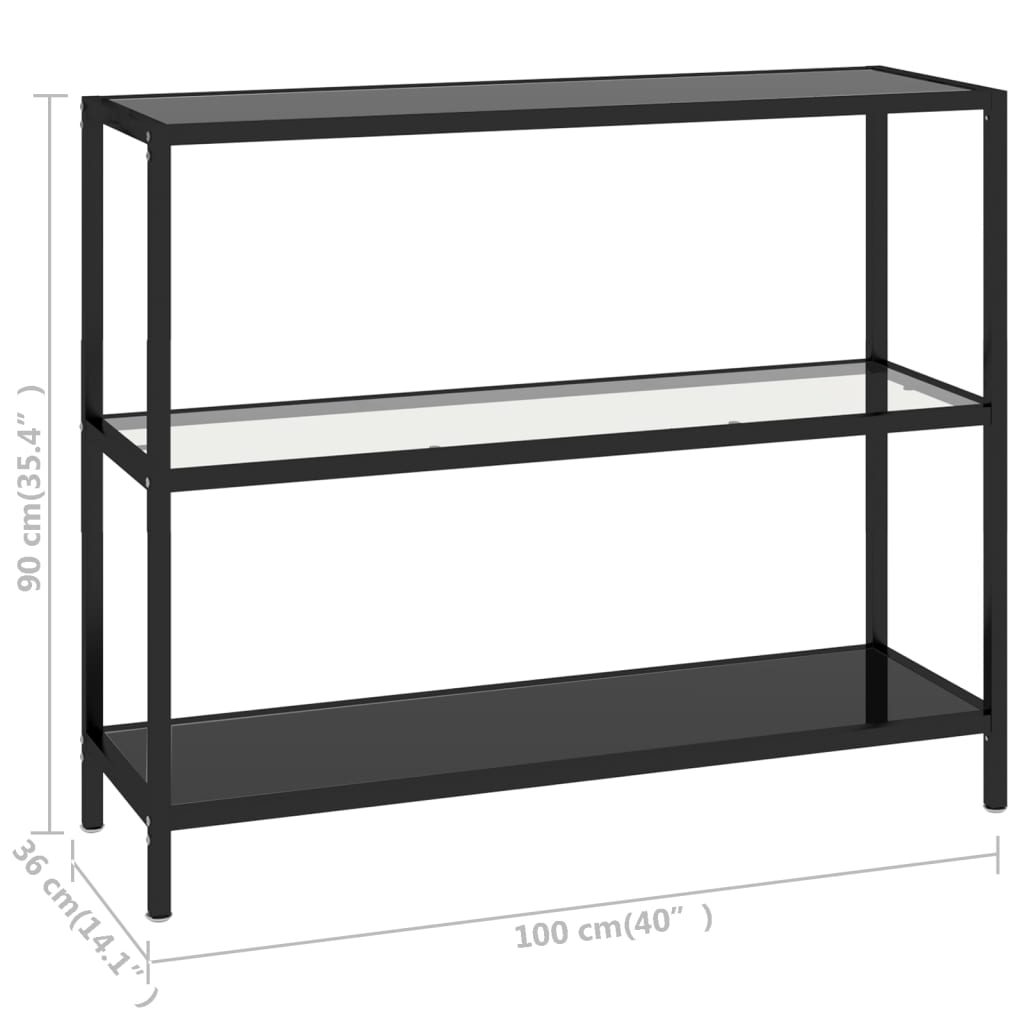 vidaXL Shelf Transparent and Black 100x36x90 cm Tempered Glass