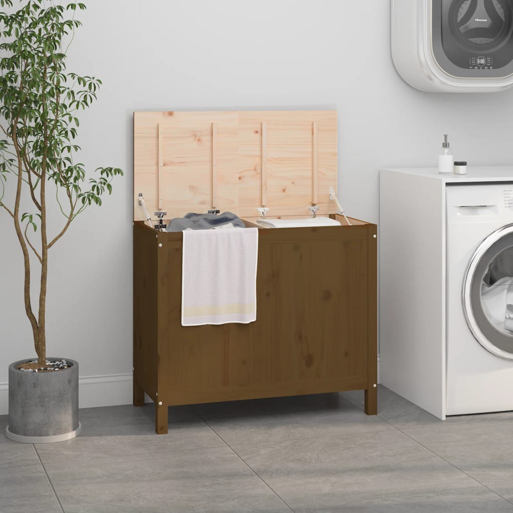 vidaXL Laundry Box Honey Brown 88.5x44x76 cm Solid Wood Pine