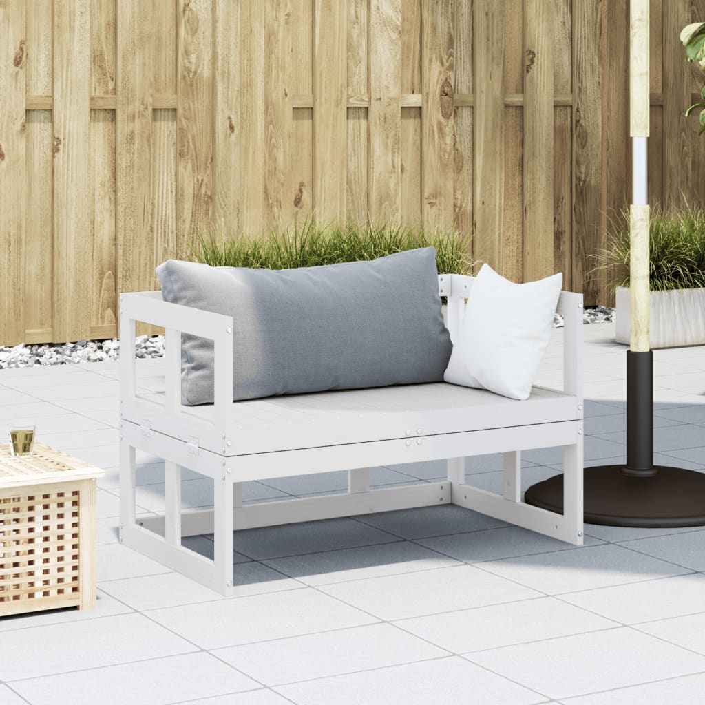vidaXL Garden Sofa Bench Extendable White Solid Wood Pine