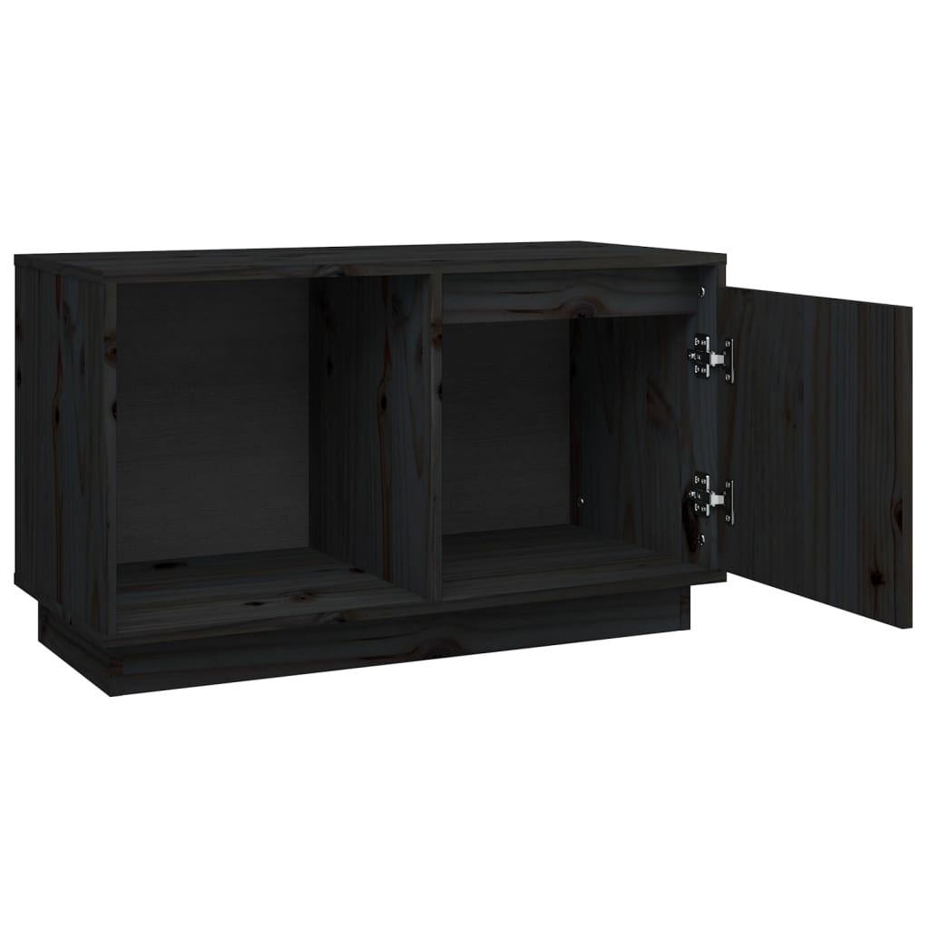 vidaXL TV Cabinet Black 74x35x44 cm Solid Wood Pine