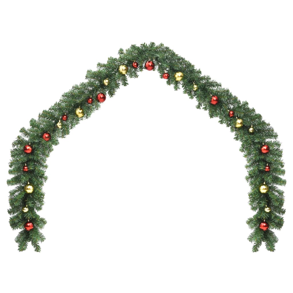 vidaXL Christmas Garland Decorated with Baubles and LED Lights 10 m