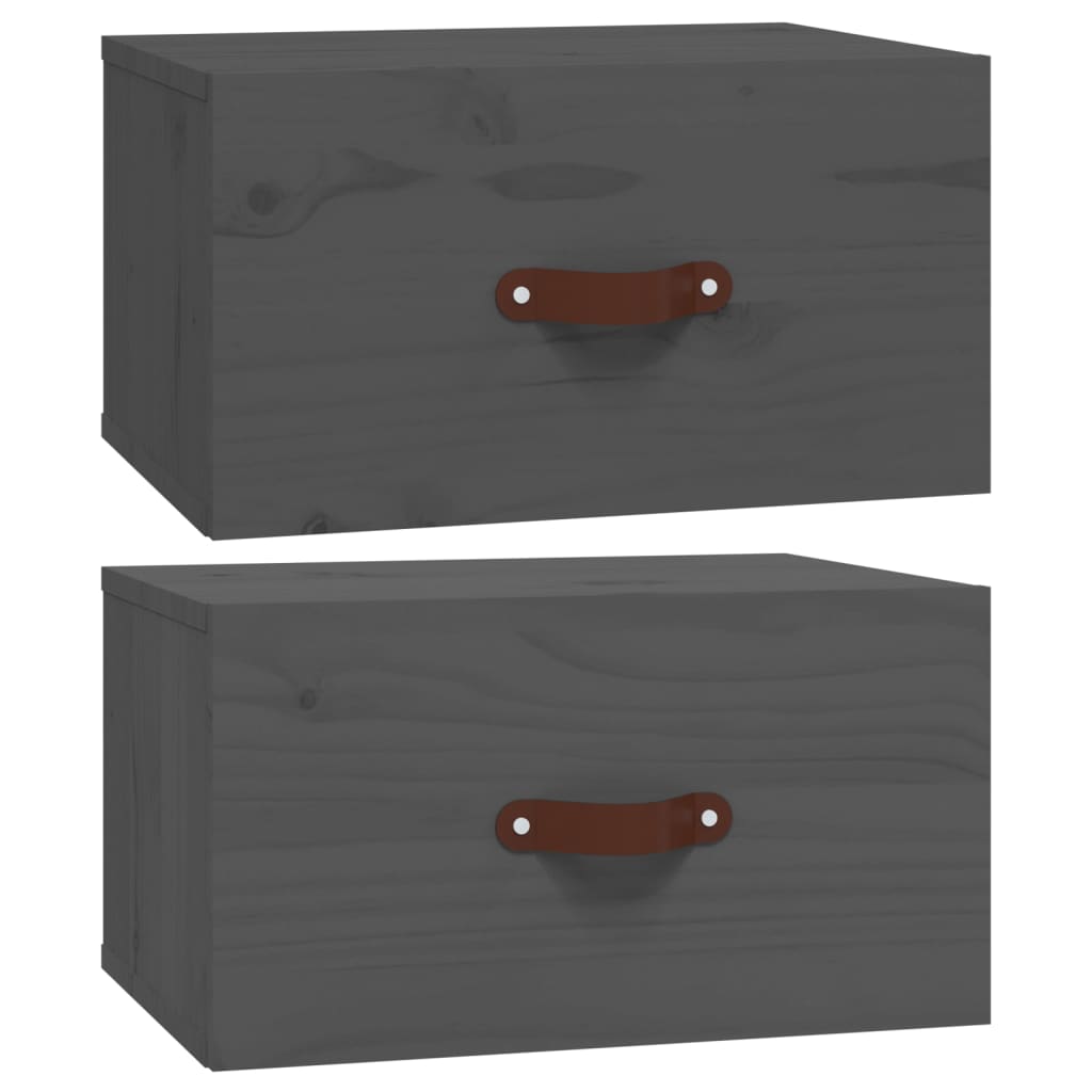 vidaXL Wall-mounted Bedside Cabinets 2 pcs Grey 40x29.5x22 cm