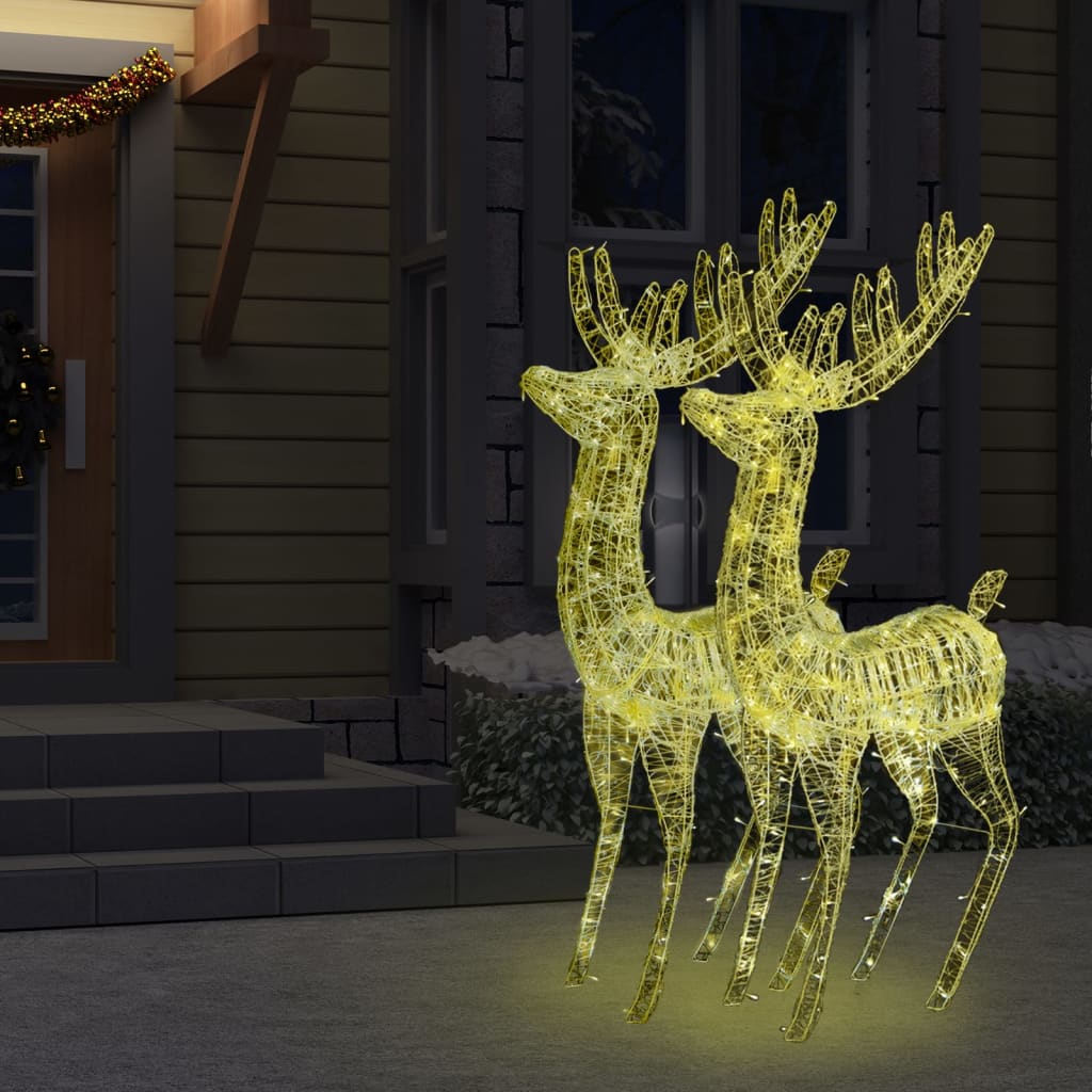 vidaXL XXL Acrylic Christmas Reindeers 250 LED 2 pcs 180 cm Warm White