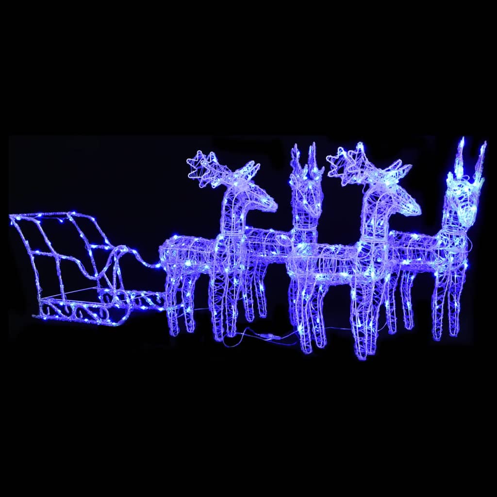vidaXL Reindeers & Sleigh Christmas Decoration 280x28x55 cm Acrylic