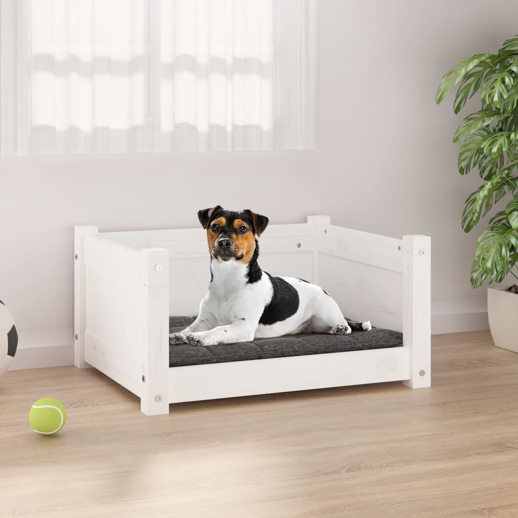 vidaXL Dog Bed White 55.5x45.5x28 cm Solid Pine Wood