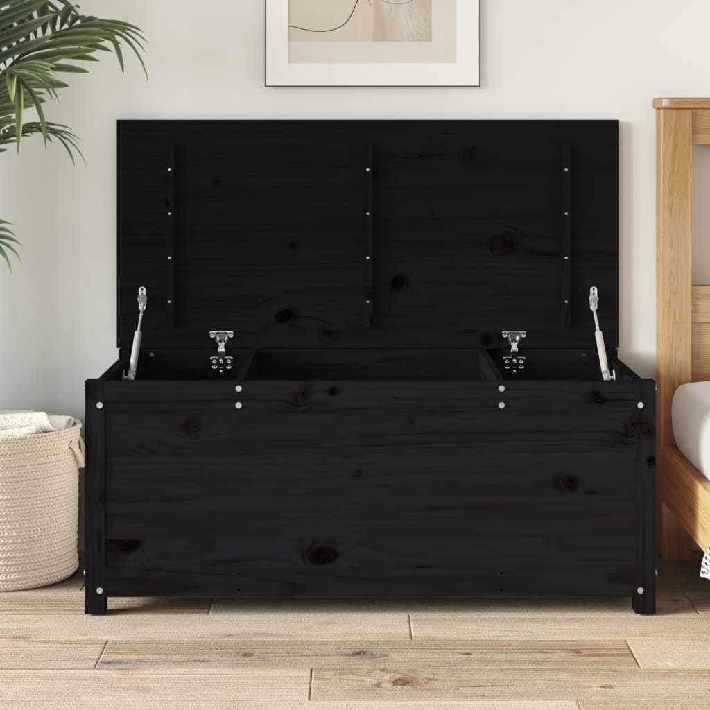 vidaXL Storage Box Black 110x50x45.5 cm Solid Wood Pine