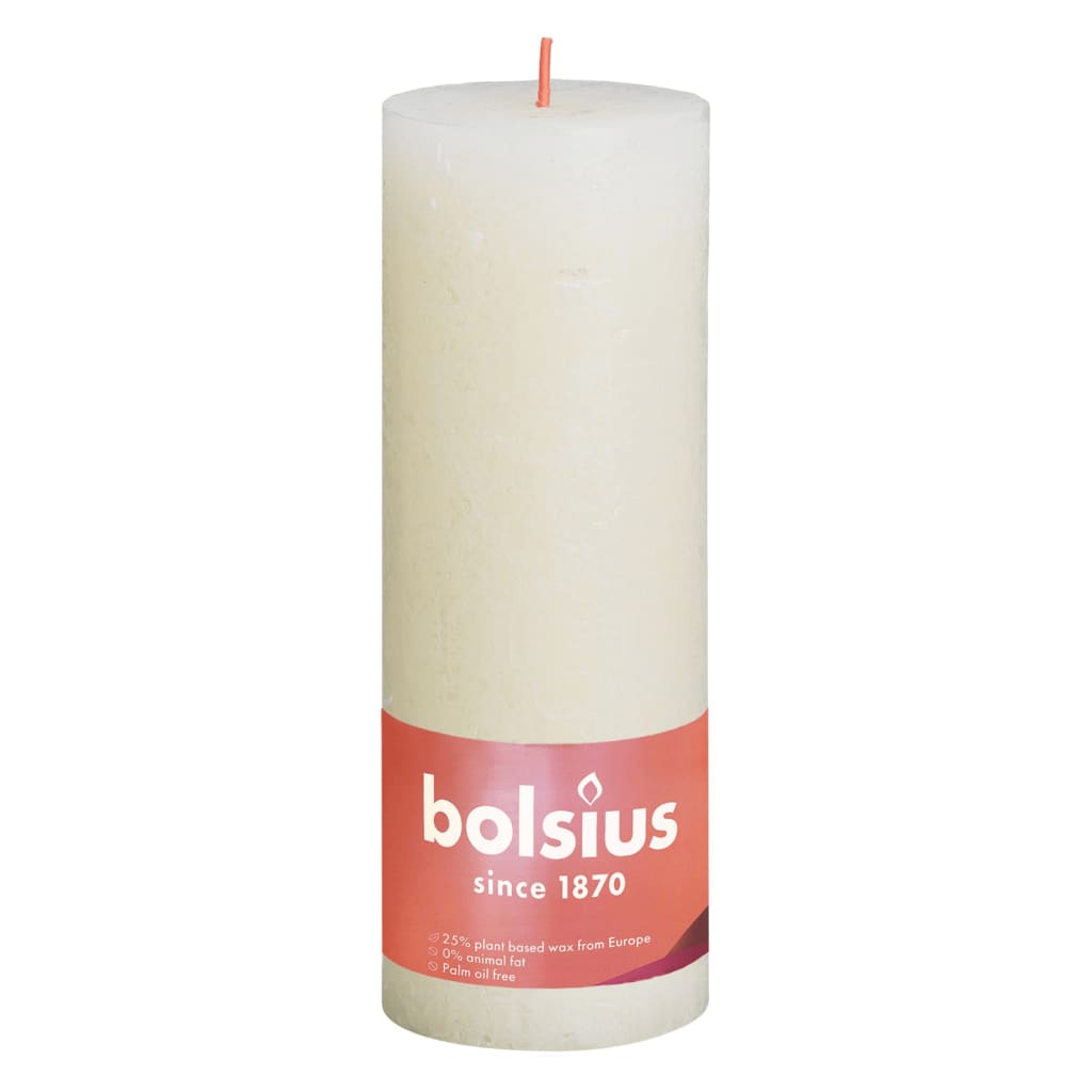 Bolsius Rustic Pillar Candles Shine 4 pcs 190x68 mm Soft Pearl