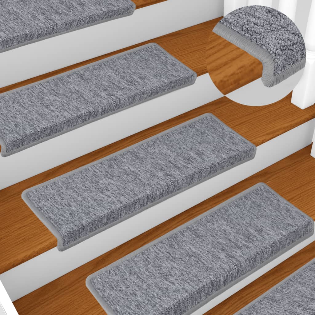 vidaXL Carpet Stair Treads 15 pcs 65x21x4 cm White and Grey
