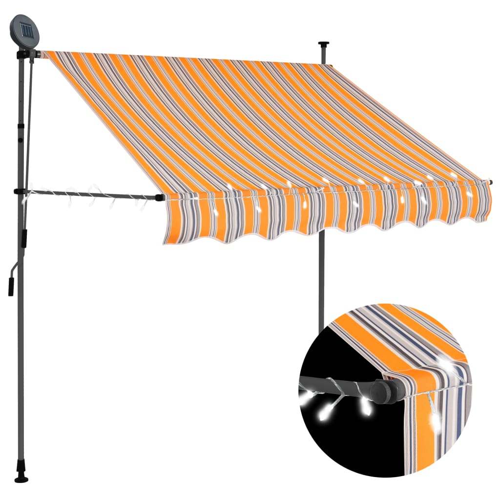 vidaXL Manual Retractable Awning with LED 200 cm Yellow and Blue