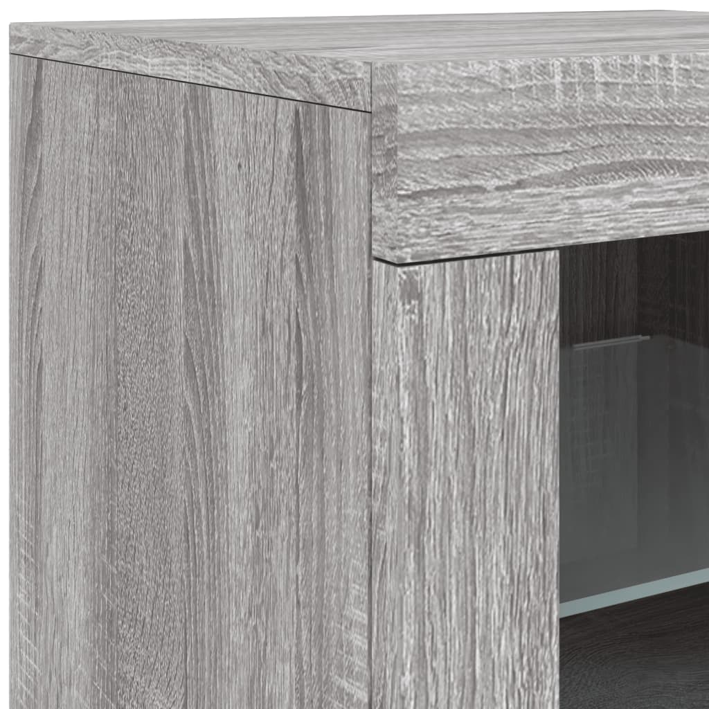 vidaXL Side Cabinet with LED Lights Grey Sonoma Engineered Wood