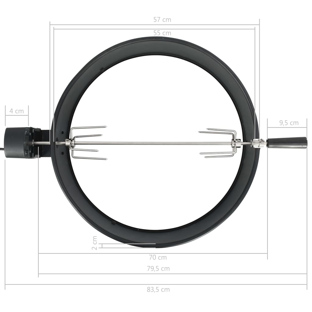 vidaXL BBQ Rotisserie Ring Kit 57 cm Black