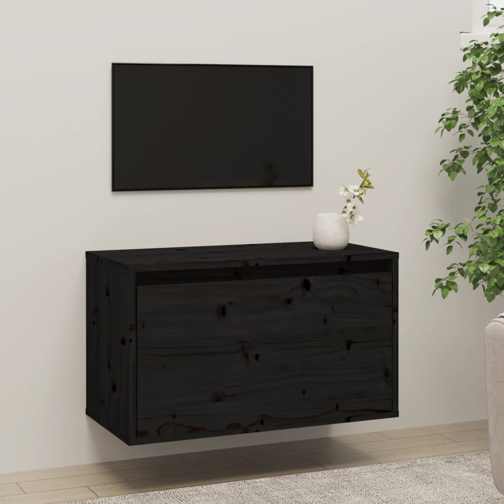 vidaXL Wall Cabinet Black 60x30x35 cm Solid Pinewood