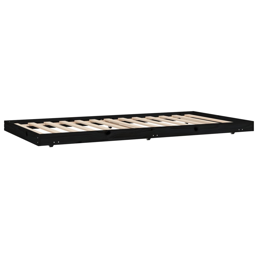 vidaXL Bed Frame Black 100x200 cm Solid Wood Pine